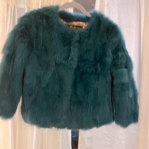 Green faux fur jacket
